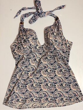 Victoria's Secret Navy and Cream Paisley Halter One-Piece